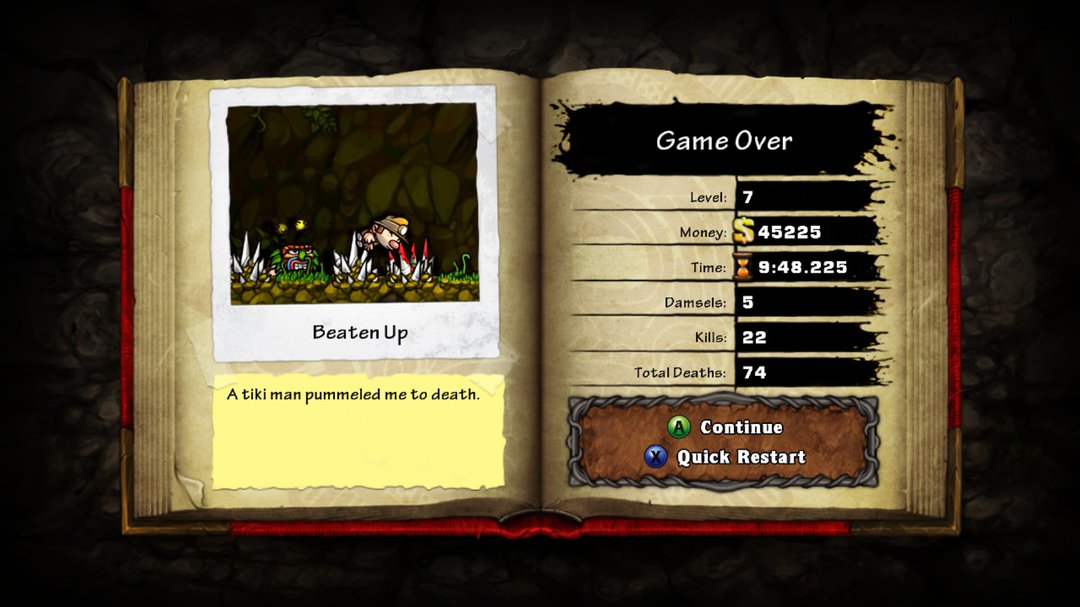 Spelunky Journal - Died in Jungle