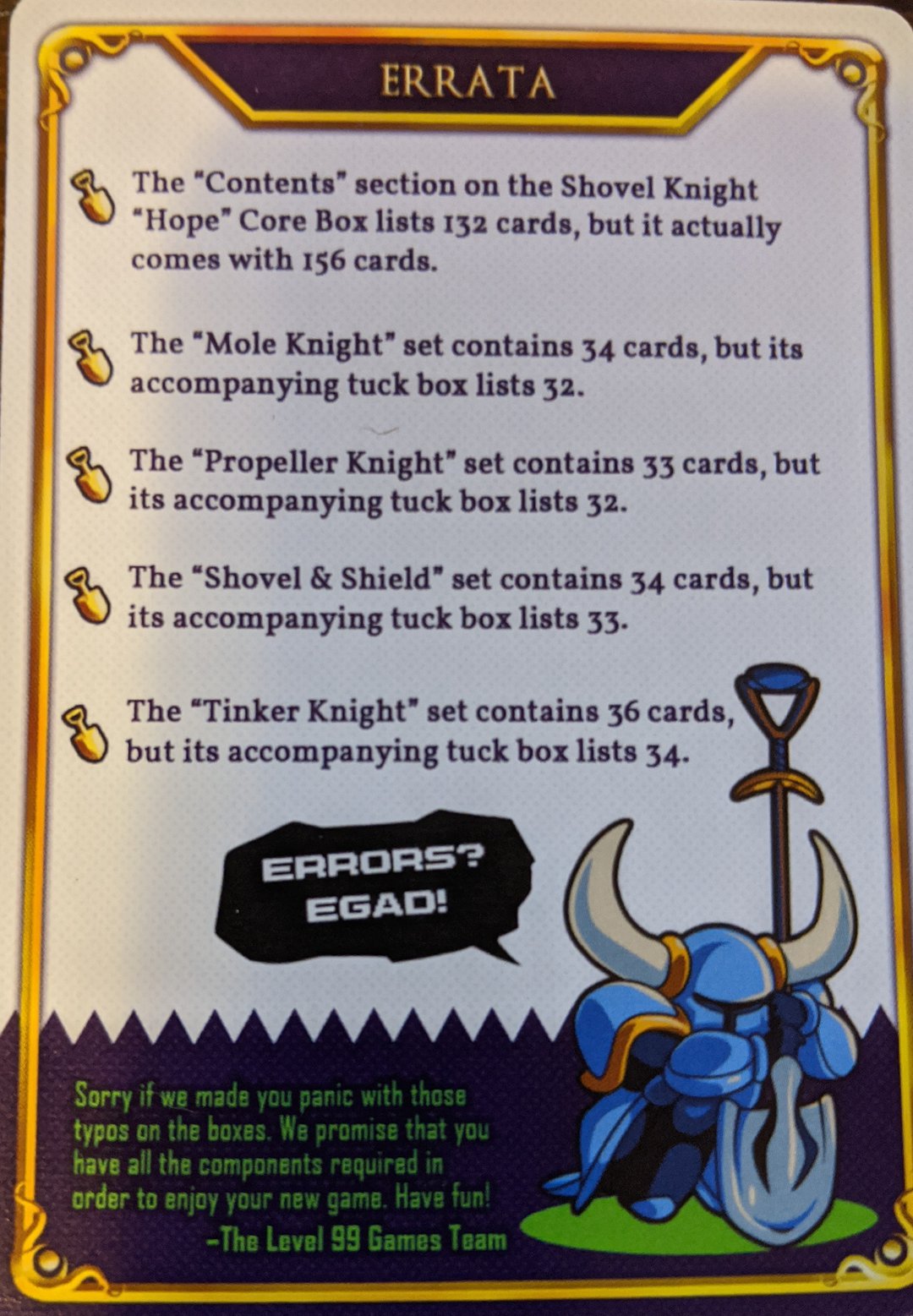 exceed shovel knight errata