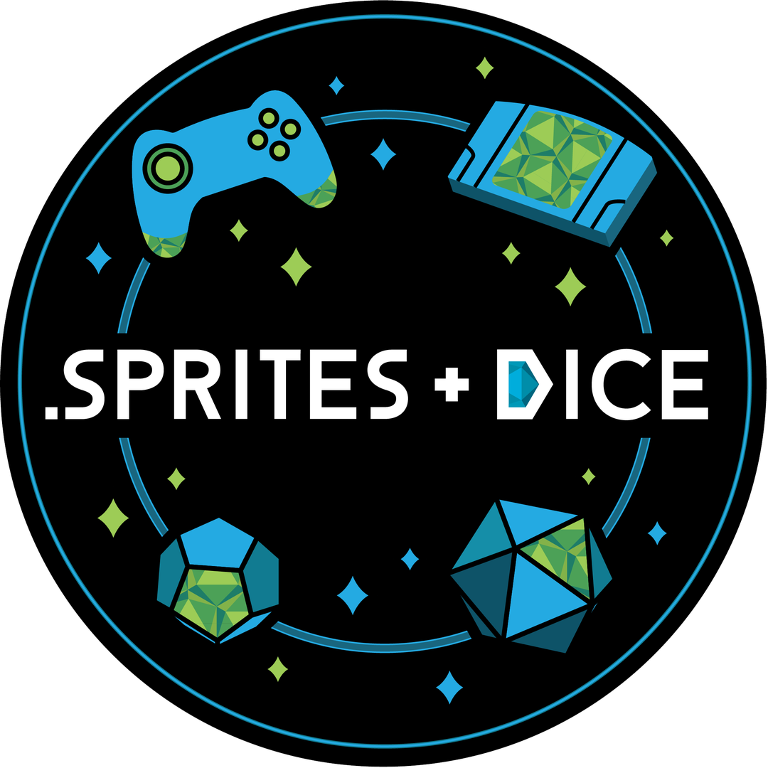 Sprites and Dice Round Logo with Icons